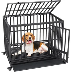VEVOR Hundekäfig 119x81x99cm Hundebox aus rostfreiem verzinktem Rohr mit elektrostatischer Lackierung Hundegitterbox mit 3 Türen und abnehmbarer Auffangschale Hundetransportbox Transportkäfig