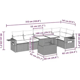 vidaXL Gartensofa-Set 7-tlg. grau