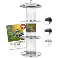 Wildtier liebe Futterspender für Erdnüsse 35cm, Silber - Edelstahl