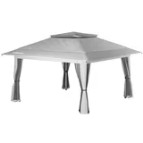 Wiltec Faltpavillon 4 x 4 m inkl. Moskitonetz Hellgrau