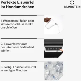 Klarstein Icefestival Cube Eiswürfelbereiter Industrie-Eiswürfelmaschine 400W 1,8 Liter 20kg/24h Schwarz