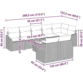 vidaXL Garten-Lounge-Set 9-tlg. braun