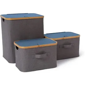 Lumaland Aufbewahrungsbox 40,5 x 33 x 45 cm 3-tlg. Grau/Blau