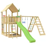 Jungle Gym Spielturm JUNGLE GYM "Majesty", grün (hellgrün), Spieltürme, KinderB:435cm H:349cm T:452cm, Holz, Spielanlage mit Schaukel, Kletterbock und Rutsche mit Wasseranschluss, B:435cm H:349cm T:452cm