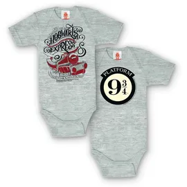LOGOSHIRT Body "Harry Potter - Hogwarts Express", Jungen, Gr. 50, EURO-Größen, grau (grau, meliert), 100% Baumwolle, bedruckt, kurz, Bodys Body, mit lizenziertem Print