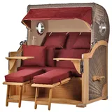bene living bene,iving Strandkorb Komplettset Königssee Teak Bullauge PE Grau Modell 550