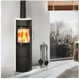 Königshütte Kaminofen Kaminofen Vela Plus Stahl schwarz Keramik vanilla 5,0 kW K288764