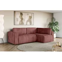 OTTO home Ecksofa Zacharia wahlweise Schlafsofa mit Bettkasten, B/T/H 250/166/86 cm, L-Form mit Wellenunterfederung, Ottomane rechts oder links bestellbar rosa