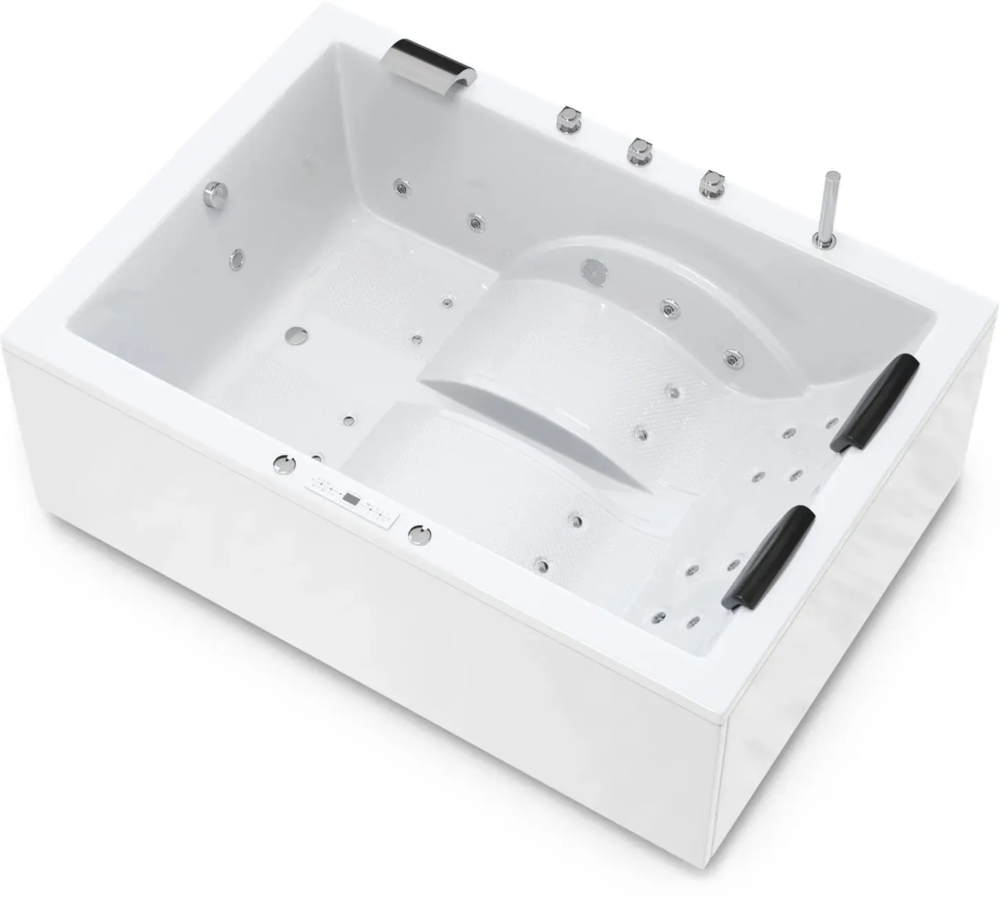 Luxus Whirlpool Badewanne 180x130 cm mit 24 Düsen für 2 Personen Model: Marburg Lux 5–Loch Wannenrandarmatur