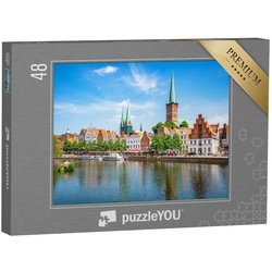 puzzleYOU Puzzle Historische Skyline der Hansestadt Lübeck, 48 Puzzleteile, puzzleYOU-Kollektionen Lübeck, Marienkirche Lübeck