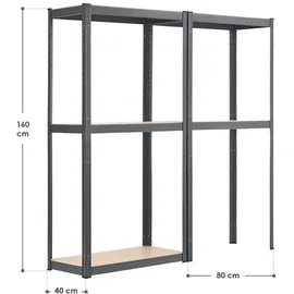 Juskys Lagerregal Easy 2er Set 160 x 80 x 40 cm - Grau