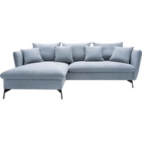 andas Ecksofa »LIVORNO,258 cm, L-Form,«, Schlaffunktion u. Bettkasten (139/224cm), Samt, Struktur, Webstoff, blau