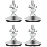 Drenky Möbelfüße Verstellbar, Edelstahl Nivellierfüße Höhenverstellbar 4 Stück Stellfüße M10 x 30mm mit Einschlagmuttern und Geräuscharme rutschfeste Kunststoffbasis