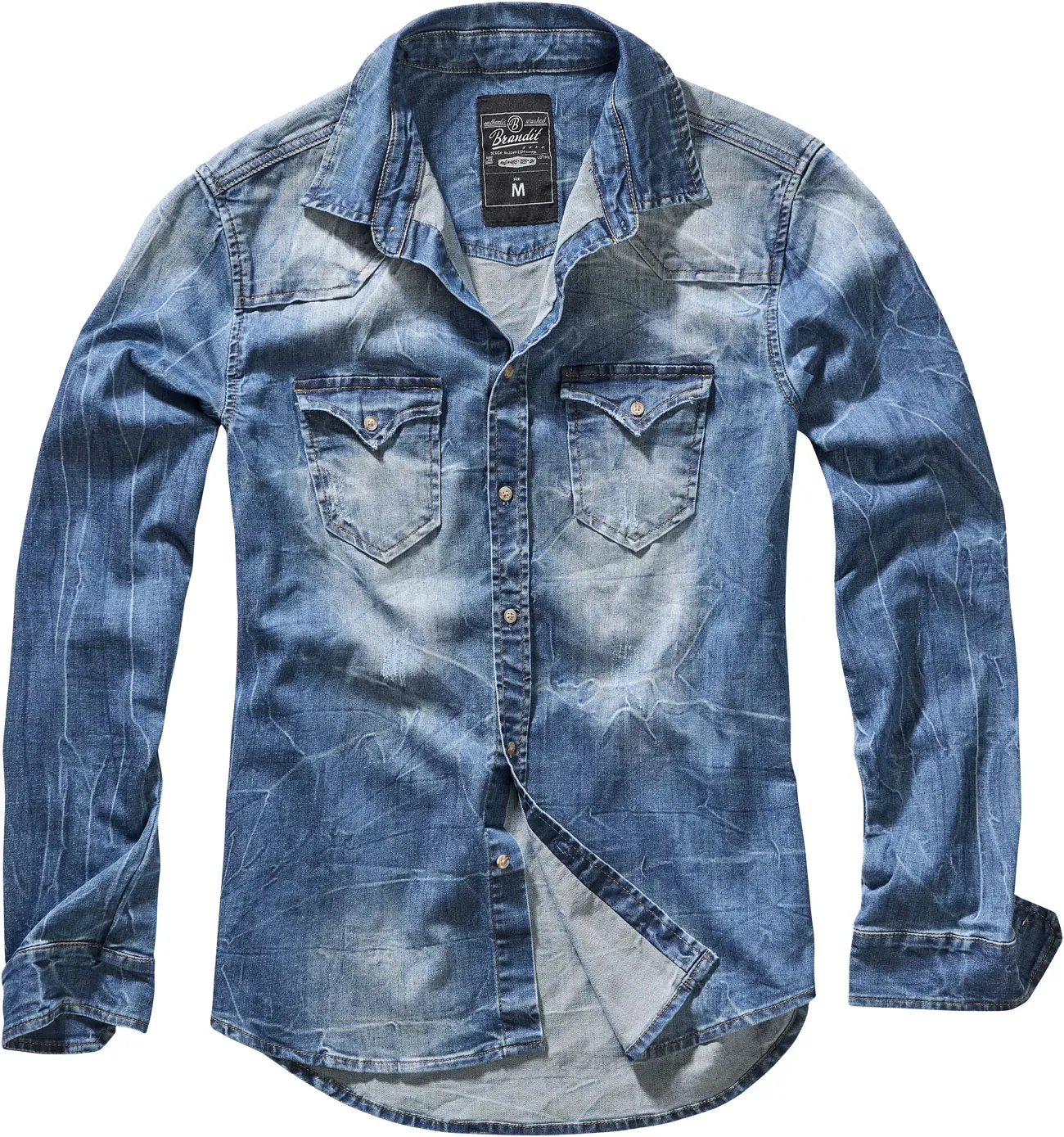 Brandit Riley Denim, chemise - Noir - 5XL