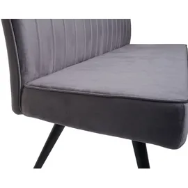 Mendler Esszimmer-Set HWC-K16, 2er-Set Stuhl+Sitzbank Esszimmergruppe Sitzgruppe Esszimmergarnitur, Samt Metall - dunkelgrau