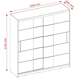 Feldmann-Wohnen Schiebetürenschrank, Graphit, Schwarz Hochglanz, Holz, 4 Fächer, Rechteckig, 201x215x60 cm, Schlafzimmer, Kleiderschränke, Schwebetürenschränke