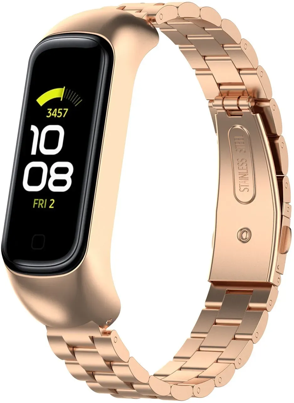 Strap-it Samsung Galaxy Fit 2 Armband Stahl für Samsung Galaxy Fit 2 - Rosagold - Butterfly-Verschluss