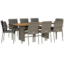 vidaXL Garten-Essgruppe 9-tlg. Grau