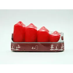 4er Stumpenkerzen gestuft 4cm x 6,7,8,9cm Rot