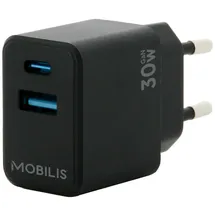Mobilis Netzteil - schnell, GaN - 30 Watt - QC, PD/PPS - 2 Ausgabeanschlussstell