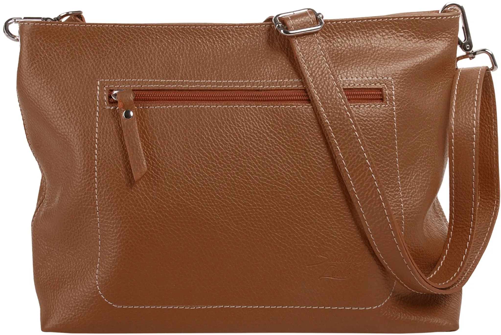 Umhängetasche SAMANTHA LOOK, Damen, Gr. B/H/T: 30cm x 24cm x 10cm onesize, braun (cognac), Leder, leicht glänzend, unifarben, Taschen Umhängetasche, echt Leder, Made in Italy
