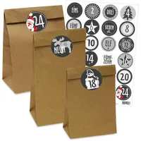 OLShop AG Adventskalender 25 Papiertüten Verschiedene Größen mit 24 Zahlenaufklebern Schwarz/Weiß