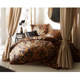 Bettwaesche-mit-Stil Mako Satin Bettwäsche Leopard braun (Garnitur 240x220 + 2X 80x80 cm)