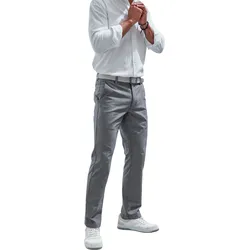 Chinohose JOHN DEVIN "regular-fit, lange Oxford Hose", Herren, Gr. 36, Länge 34, grau, Web, Obermaterial: 98% Baumwolle, 2% Elasthan, unifarben, casual, regular fit lang, Hosen, aus elastischer Baumwoll-Qualität
