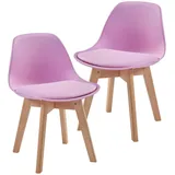 [en.casa] Kinderzimmerstuhl Elvdal 2er Set gepolstert Rosa