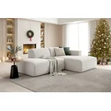 Andas Ecksofa ANDAS "Noord mit Kedernaht, Breite 227 cm, L-Form", beige (cream), B:227cm H:71cm T:161cm, 94% Polyester; 6% Nylon, Sofas, Ecksofa, Cord, Struktur, Webstoff, mit Wellenunterfederung, Massivholzrahmen