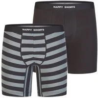 Happy Shorts Boxershorts Schwarz / Grau M 2er Pack