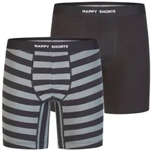 Happy Shorts Boxershorts Schwarz / Grau M 2er Pack