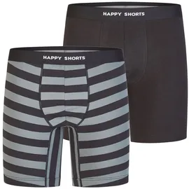 Happy Shorts Boxershorts Schwarz / Grau M 2er Pack