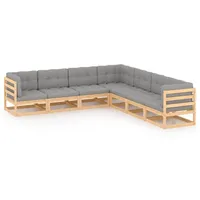 vidaXL 7-tlg. Garten-Lounge-Set mit Kissen Massivholz Kiefer