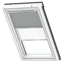 VELUX Verdunkelungsrollo Duo DFD MK10 0705S Grau/Weiß, Schiene alu
