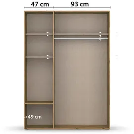 Rauch Drehtürenschrank Voyager 140 x 194 x 53 cm Grau