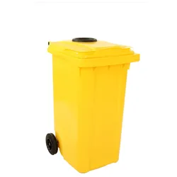 PROREGAL Premium 2-Rad-Mülltonne MGB mit Einwurfrosette für Flaschen & Dosen | 240 Liter, HxBxT 107,9x58,3x73,7cm | HDPE-Kunststoff | Gelb