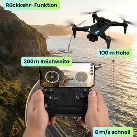 ideoon 4K Drohne mit Kamera Schwenkbar C0 Zertifiziert Faltbar GPS Rückkehr Hinderniserkennung Follow-Me