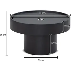 FineBuy Couchtisch rund 60cm Metall schwarz Wohnzimmertisch Alu Sofatisch Beistelltisch