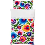 TukuTuk Puppenbettwäsche - Bezug 100% Baumwolle - Puppenbettwäsche für Puppenbett - Füllung 300 g / m2 Vliesstoff - Handgemacht Puppen Bettwäsche Set - Puppenwagen Zubehör (Flower Dream)