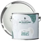 MissPompadour edelmatte Wandfarbe Weiß mit Schmelz 2,5L - sehr hohe Deckkraft - geruchsneutrale, spritzfreie Farbe - atmungsaktive, wasserbasierte Innenfarbe/Deckenfarbe - Die Wertvolle