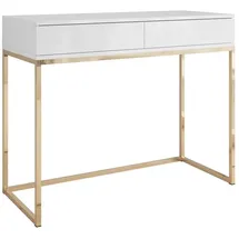 lookway KONSOLE BLANCO mit Schubladen GOLD CHROM Weiß Hochglanz PUSH OPEN