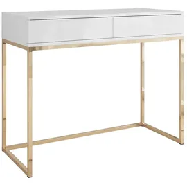 lookway KONSOLE BLANCO mit Schubladen GOLD CHROM Weiß Hochglanz PUSH OPEN