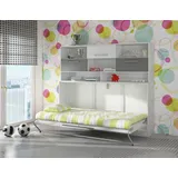 Schrankbett Wandbett Roger 90x200cm Horizontal + Regal Craft Weiß/graphit