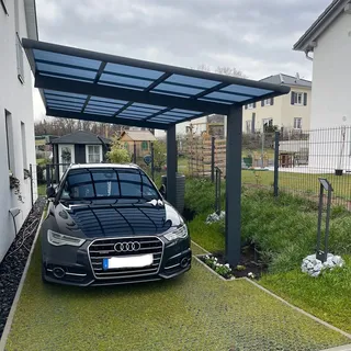 Ximax Carport Wing 2,80 x 5,31 m anthrazit mit Regenrinne