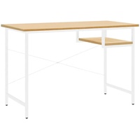 Computertisch Weiß und Eiche Hell 105x55x72 cm MDF und Metall | Tische | einfacher Aufbau |