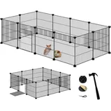 EUGAD Freilaufgehege Kaninchen, Meerschweinchen Gehege, Gehege für Kleintiere, Kleintiergehege, Freigehege für Kaninchen, Hamster, Schildkröten Hasenstall innen inkl. Tür DIY 142x72x36cm