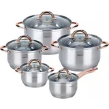 Kinghoff Rosegold Topf-Set 10-tlg. Kochtopf + Kasserolle + Glasdeckel