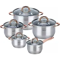 OEM KINGHOFF Rosegold Topf-Set 10-tlg. Kochtopf + Kasserolle + Glasdeckel