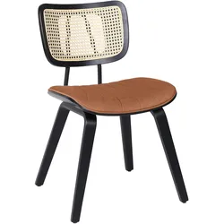 4er-Set Valerie | Bistro Stuhl | Karamell Braun | Samt | Rattan Eiche